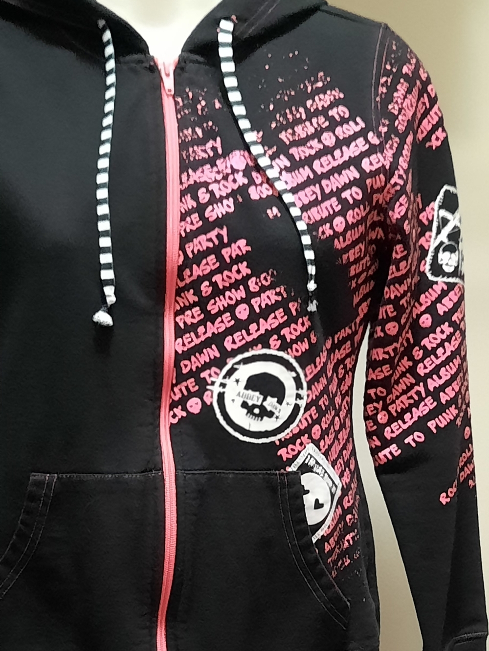 Abbey Dawn Black Hoodie with Pink Accents - Picture 5 of 15